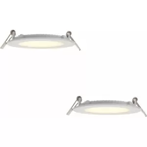 Loops - 2 pack Ultra Slim Recessed Ceiling Downlight - 6W Warm White LED - IP44 Rated