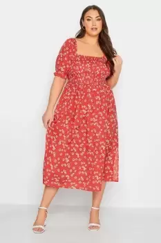 Daisy Print Shirred Maxi Dress