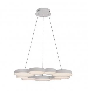 Ceiling Pendant 80cm Diameter 76W LED 3000K, 3700lm, RF Remote Control White