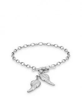 The Love Silver Collection Sterling Silver Angel Wings T-Bar Bracelet