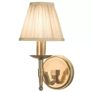 Avery Luxury Single Arm Wall Light Traditional Antique Brass & Beige Pleat Shade