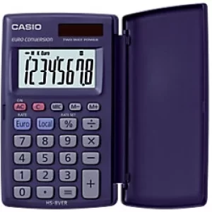 Casio HS-8VER Pocket Calculator 8 Digit LCD Display Blue