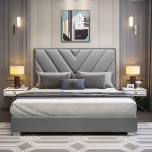 Envisage Trade - Deana Upholstered Beds - Plush Velvet, King Size Frame, Grey - Grey