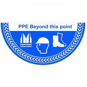 PPE Beyond This Point Floor Graphic adheres to most smooth clean flat