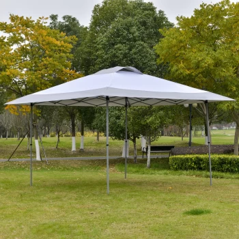 Outsunny 4 x 4m Pop-up Canopy Gazebo Tent with Roller Bag & Adjustable Legs Outdoor Party, Steel Frame, White