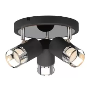 Luminosa Phelps 3 Light Round SpotFitting GU10, Graphite, Polished Chrome