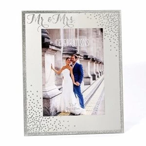 5" x 7" - Celebrations Glass Sparkle Frame - Mr & Mrs