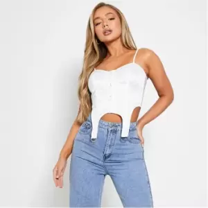 I Saw It First Satin Ring Harness Hem Corset Top - White