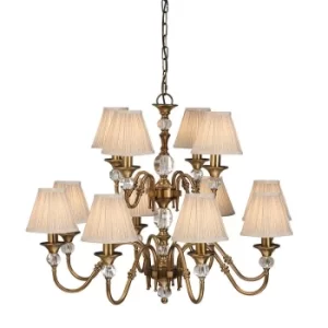 Polina 12 Light Multi Arm Chandelier Antique Brass Finish, E14