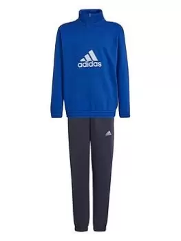 adidas Junior Boys Badge Of Sport Fleece Half Zip Tricot Tracksuit - Bright Blue, Bright Blue, Size 15-16 Years