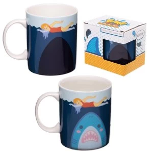 Shark Cafe Heat Colour Changing New Bone China Mug