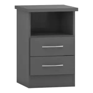 Seconique Nevada 2 Drawer Bedside - 3D Effect Grey