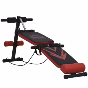 Homcom Multifunctional Sit Up Bench Foldable Fitness Equipment W/ Elastic Rope