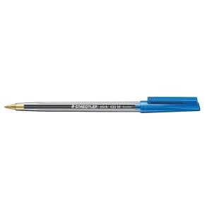 Staedtler Stick 430 1mm Medium Tip Ballpoint Pen 0.35mm Line Width Blue 1 x Pack of 10 Pens