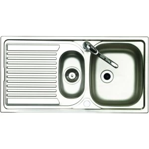 Wickes 1.5 Bowl Reversible Kitchen Stainless Steel Sink and Drainer with Tap