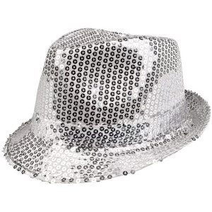 Sequin Hat Adults One Size (Silver)