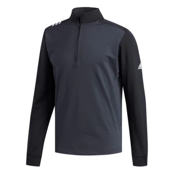 adidas 3 Stripe Zip Top Mens - Black