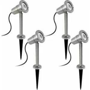 Loops - 4 pack IP54 Outdoor Bollard Light Stainless Steel 5W GU10 Driveway Lamp Post