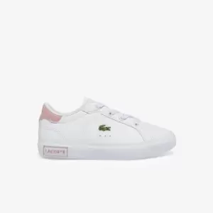 Lacoste Infants' Powercourt Synthetic Trainers Size 4 UK Kids White & Light Pink