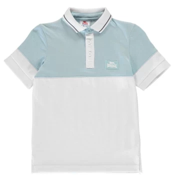 Lonsdale Cut and Sew Jersey Polo Shirt Juniors Boys - Light Blue/Wht