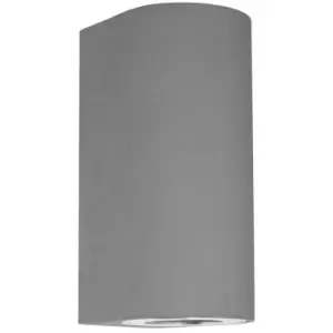 Merano Birmingham 2 Light Up & Down Wall Lamp Grey Concrete Glass LED GU10 2x7W IP65