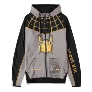 MARVEL COMICS Spider-man: No Way Home Gold Logo Web Technical Premium Hoodie, Male, Large, Multi-colour (HD165135SPN-L)