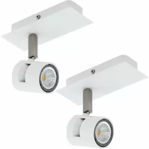 2 pack Wall Light Colour White Satin Nickel Shades & Back Plate GU10 1x5W Incl