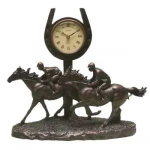 Bronze Finish Galloping Past The Post Horse Mantel Clock