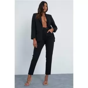 I Saw It First Black Tailored Belted Slim Leg Trousers - Black