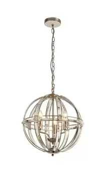 Large Round Ceiling Pendant, 3 Light E27, Polished Nickel