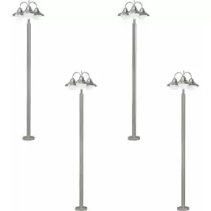 Loops - 4 pack IP44 Outdoor Bollard Light Stainless Steel 60W E27 Driveway Lamp Post