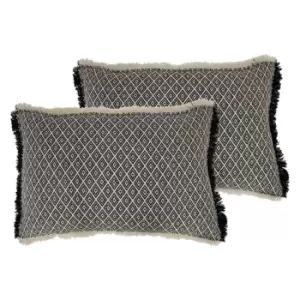 Paoletti Tangier Twin Pack Polyester Filled Cushions Monochrome 40 x 60cm