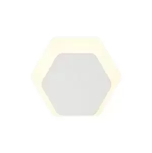 Magnetic Base Wall Lamp, 12W LED 3000K 498lm, 15, 19cm Horizontal Hexagonal Bottom Offset, Sand White, Acrylic Frosted Diffuser