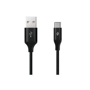 Maplin USB-C 2.0 to USB-A Nylon Braided Data & Charging Cable 3m Black