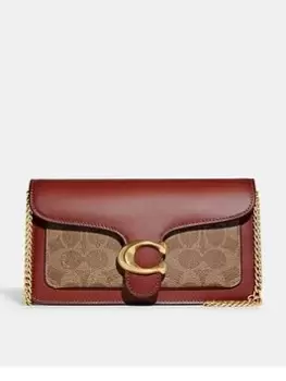 Coach Tabby Signature Coated Canvas Chain Clutch Bag - Tan Rust