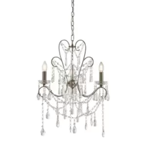 Taranto Multi Arm Lamp Pendant Ceiling Lamp, Aged Silver Paint, Cut Glass