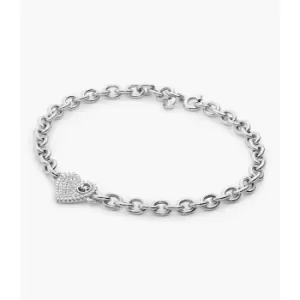 Michael Kors Womens Sterling Pav Heart Line Bracelet - Silver