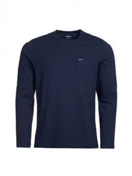 Barbour Long Sleeve Pocket T-Shirt - Navy, Size S, Men