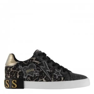 Guess Path Glitter Trainers - Leopard/Black