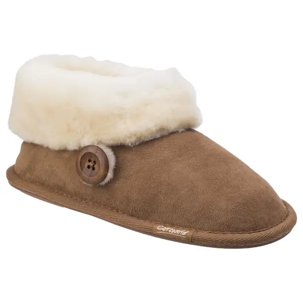 Cotswold Womens Wotton Pull On Sheepskin Bootie Slippers - UK 5 Brown female GDE2718CHE5