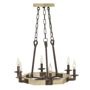 6 Light Chandelier Iron Finish, E14