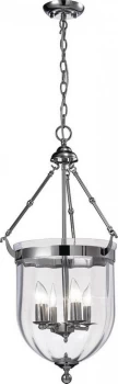 Ceiling Pendant Lantern 4 Light Polished Chrome, Glass