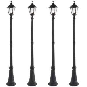 4 PACK Outdoor Post Lantern Bollard Light Matt Black & Glass 2180mm Tall Lamp