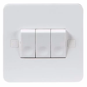 KnightsBridge Pure 4mm 10A White 3G 2 Way 230V Electric Wall Plate Switch