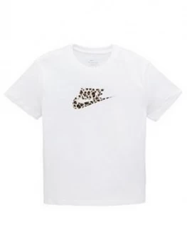 Nike Older Girls Print T-Shirt - White, Black, Size L, 12-13 Years, Women