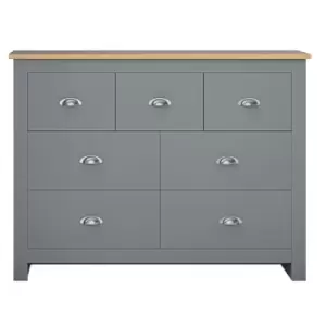 Westbury Traditional 7 Drawer Merchant Chest - Matt Grey & Light Oak - Grey