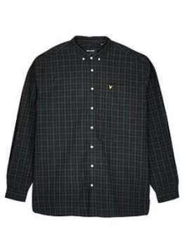 Lyle & Scott Big Check Poplin Shirt - Navy/Green , Navy/Green, Size 3XL, Men