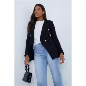 I Saw It First Black Textured Double Breasted Blazer - Black