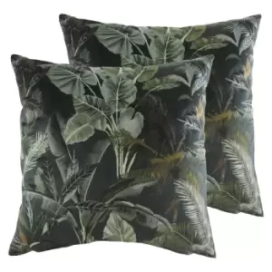 Evans Lichfield Kibale Leaves Twin Pack Polyester Filled Cushions Multi