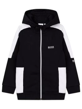 BOSS Boys Hooded Zip Through Top - Black, Size 12 Years